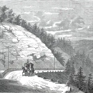 Pferdekutsche auf der neuen StraBe nach Tuttlingen