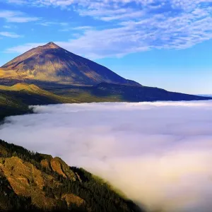 Pico del Teide at sunrise over trade wind clouds