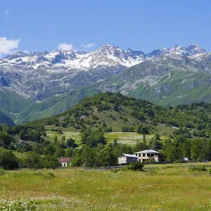 Picturesque mountain landscape with snowy peaks