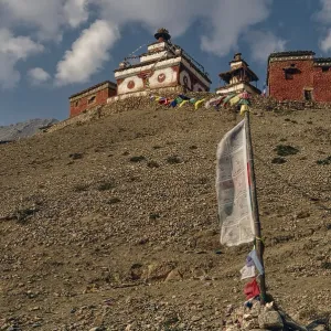 Picturesque old shrine in Himalayas mountains in Nepal Picturesque old shrine in Himalayas mountains in Nepal