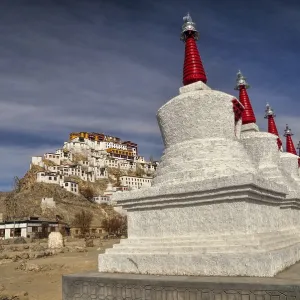Picturesque view of the Thiksey monastery's architecture