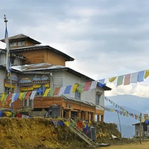 Picturesque wooden monastery in Arunachal Pradesh