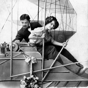 Pilot in a dummy aircraft, double-decker aircraft Pilot in a dummy aircraft, double-decker aircraft
