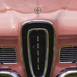 Pink bonnet, American Edsel classic car