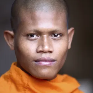 Portrait of a buddhist monk in Phnom Penh Cambodia