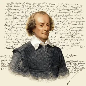 Portrait and facsimile of the testament of William Shakespeare