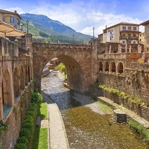 Potes river Quiviesa Deva a Cantabria village of Spain Potes river Quiviesa Deva a Cantabria village of Spain