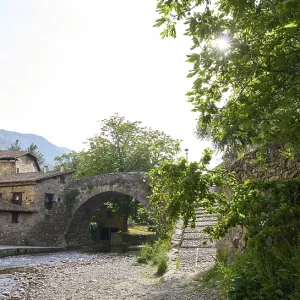 Potes river Quiviesa Deva a Cantabria village of Spain Potes river Quiviesa Deva a Cantabria village of Spain