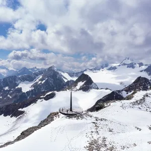 Power pyramid, nature platform on the Schwarze Schneid on the Rettenbach glacier Power pyramid, nature platform on the Schwarze Schneid on the Rettenbach glacier