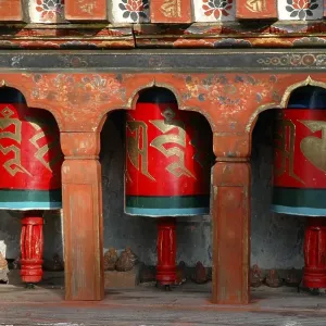 Prayer wheels, Paro Valley, Bhutan Prayer wheels, Paro Valley, Bhutan