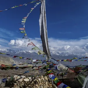 Praying flags, Ghar Gumba monastery Praying flags, Ghar Gumba monastery