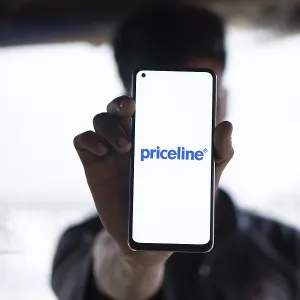 priceline logo is displayed on smartphone priceline logo is displayed on smartphone