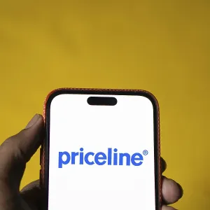 priceline logo is displayed on smartphone priceline logo is displayed on smartphone