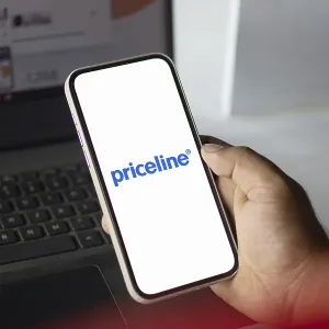 priceline logo is displayed on smartphone priceline logo is displayed on smartphone
