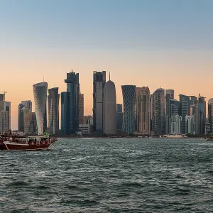 Qatar Water Traffic and Doha Skyscrapers Print Qatar Water Traffic and Doha Skyscrapers Print