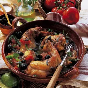 Rabbit with olives and tomatoes Print, Tunisia Rabbit with olives and tomatoes Print, Tunisia