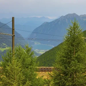 Railroad Tracks with Mountain View