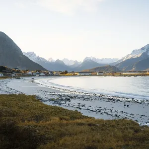Ramberg beach at sunset, Ramberg, Lofoten, Norway