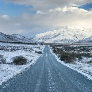 Rangitata River Valley Winter Gravel Road Rangitata River Valley Winter Gravel Road