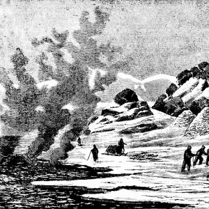 The rapids of the large fish river in Siberia