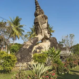 Reclining Buddha statue at Xieng Khuan Buddha Park Reclining Buddha statue at Xieng Khuan Buddha Park