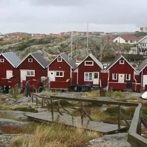 Red boathouses in the archipelago around Smogen
