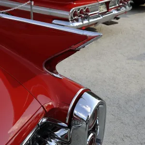 Detail of a red Cadillac