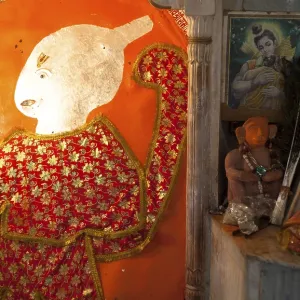 Red dressed god in a Rajasthan tempple