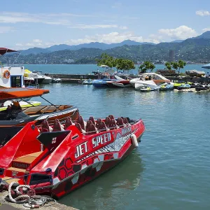 Red Jet Boat in Batumi Harbor Print, Georgia