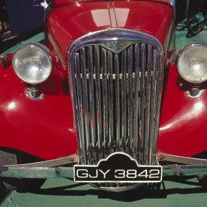 Red vintage car 1949, rajkot, gujarat, india Red vintage car 1949, rajkot, gujarat, india