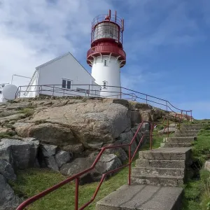 Red-white Lindesnes lighthouse