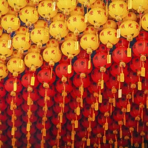 Red and Yellow Lanterns in Kek Lok Si temple in Penang