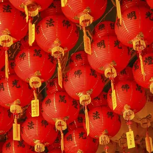 Red and Yellow Lanterns in Kek Lok Si temple in Penang
