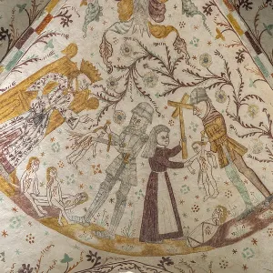 Religious frescoes by the Elmelunde Master in the church of Elmelunde