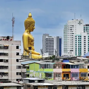 Residential area Buddha statue Bangkok