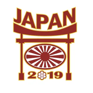 Retro style illustration of a rugby ball with Japanese flag rising sun inside framed by Pagoda with words Japan 2019 Retro style illustration of a rugby ball with Japanese flag rising sun inside framed by Pagoda with words Japan 2019