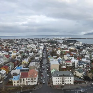 Reykjavik, Iceland-October 19: Panorama view over Reykjavik