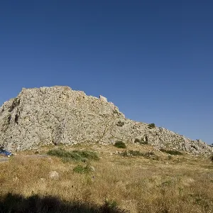 Rhodes Island, Feraklos Mountain and Castle Print