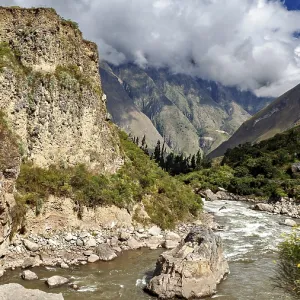 River flows through impressive rocky landscape