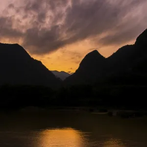 River landscape, mountains, Karst mountains on the Nam Ou River River landscape, mountains, Karst mountains on the Nam Ou River