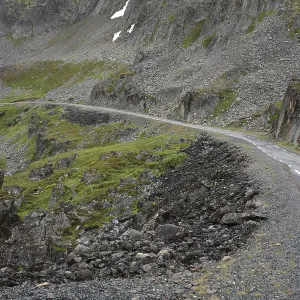 Road along the coast of the Barents Sea on Varanger peninsula in the far north of Norway
