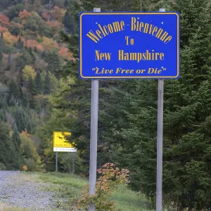 Road sign, Welcome to New Hampshire
