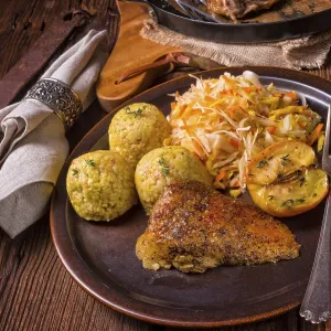 Roast duck with dumplings