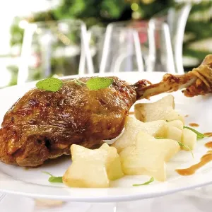 Roast goose-leg and kohlrabi stars