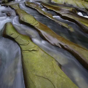 Rock gullies formed by water in the riverbed