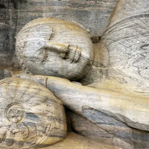 Rock relief, lying Buddha, Gal Vihara Temple Rock relief, lying Buddha, Gal Vihara Temple