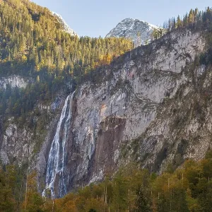 Roethbach Falls waterfall at Obersee in autumn