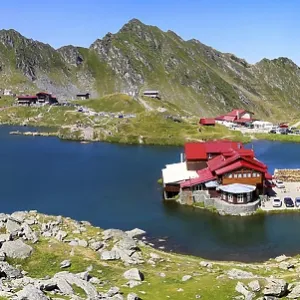 Romania: Lake Balea (Romanian: Balea Lac) from above Romania: Lake Balea (Romanian: Balea Lac) from above