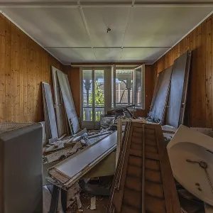 Room of a multi-storey residential building built in 1903 during demolition work