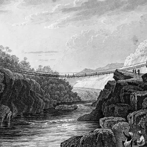 Rope bridge in Hindustan, India